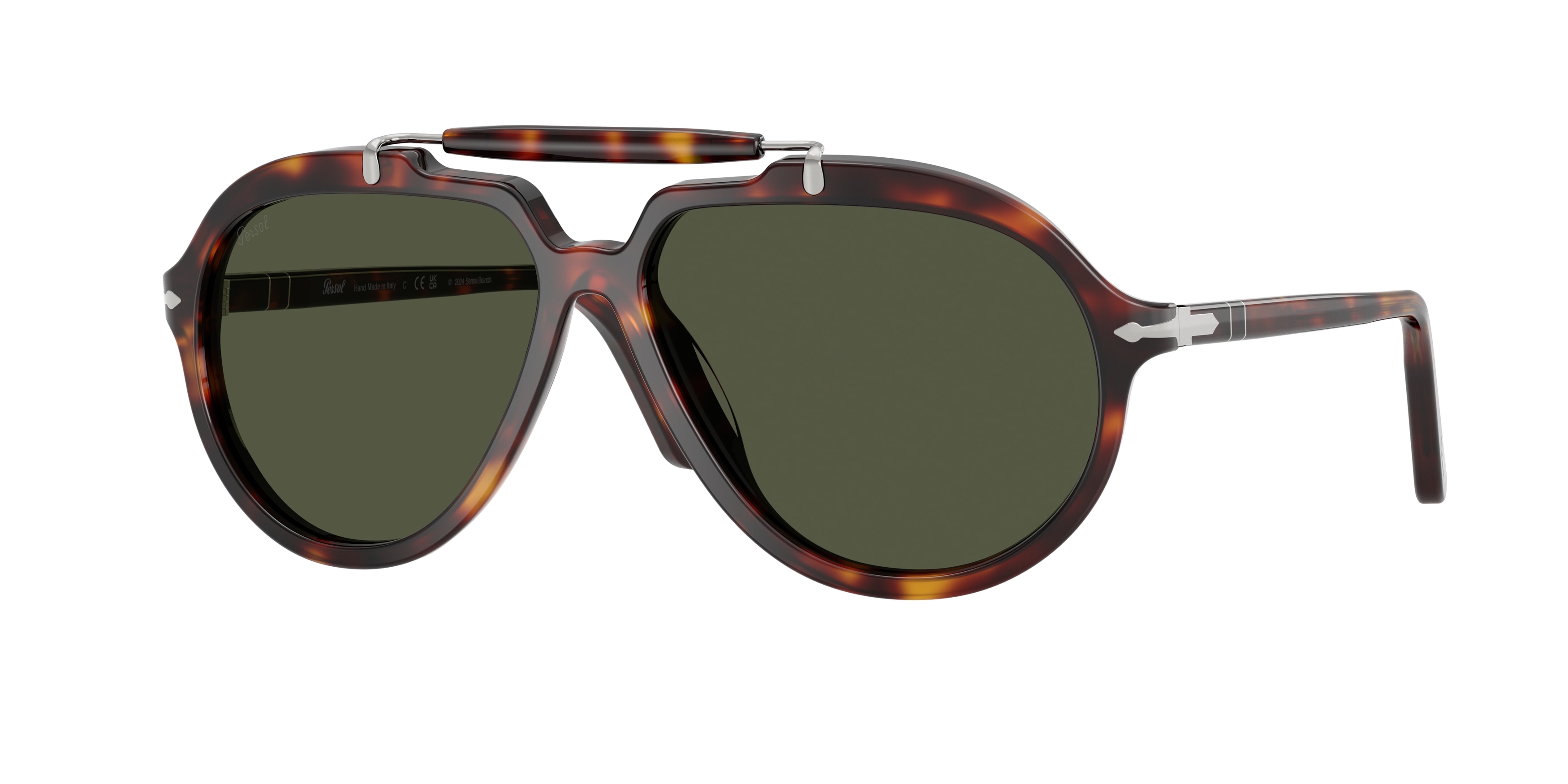 Persol Unisex PO0202S 24/31 Aurinkolasit Asetaatti Kilpikonna Vihreä Kyykky Normaali-image
